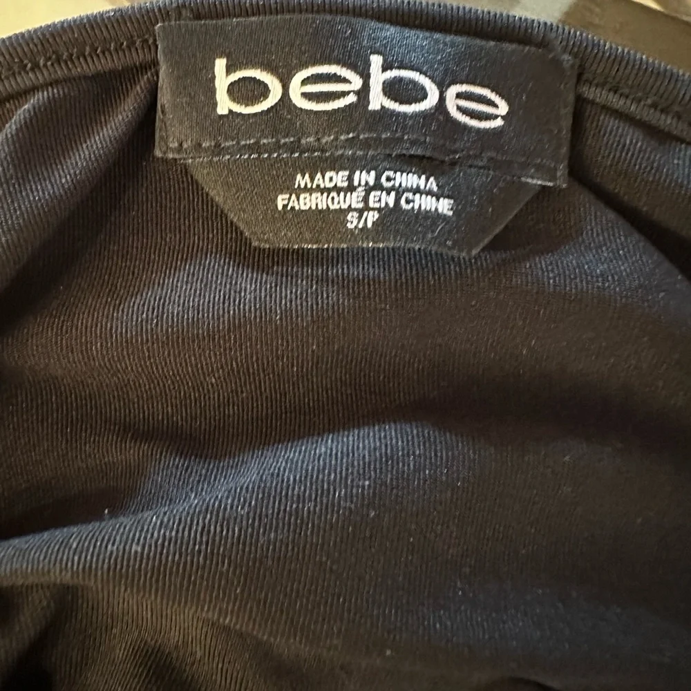 BEBE LONG SLEEVE BLACK TOP - Picture 5 of 6